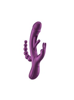 HoneyPlayBox - Trilux Kinky Finger Rabbit Vibrator with Anal Beads Purple