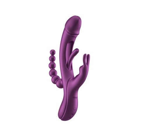 HoneyPlayBox - Trilux Kinky Finger Rabbit Vibrator with Anal Beads Purple