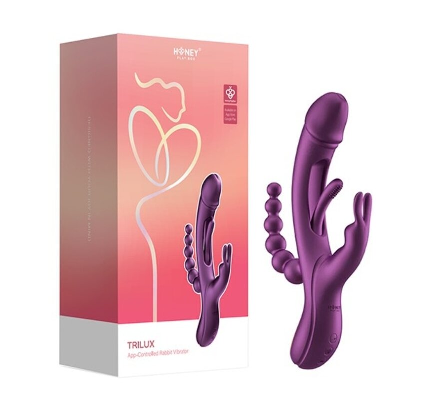 HoneyPlayBox - Trilux Kinky Finger Rabbit Vibrator with Anal Beads Purple