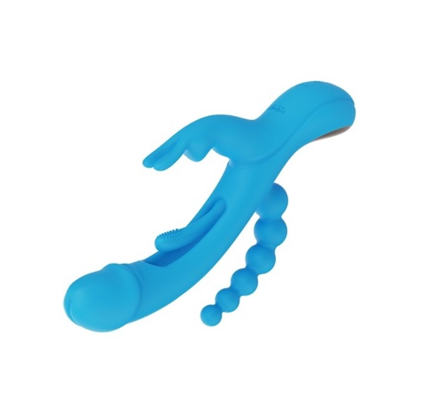 HoneyPlayBox - Trilux Kinky Finger Rabbit Vibrator with Anal Beads Blue