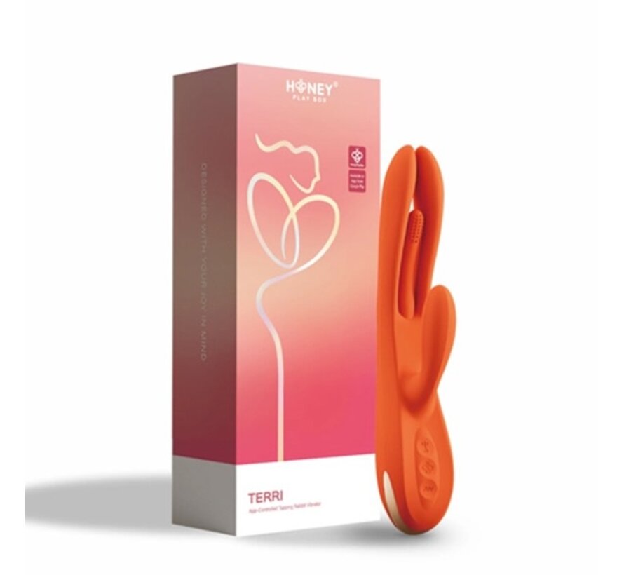 HoneyPlayBox - Terri App-controlled Kinky Finger Tapping Rabbit Vibrator Orange