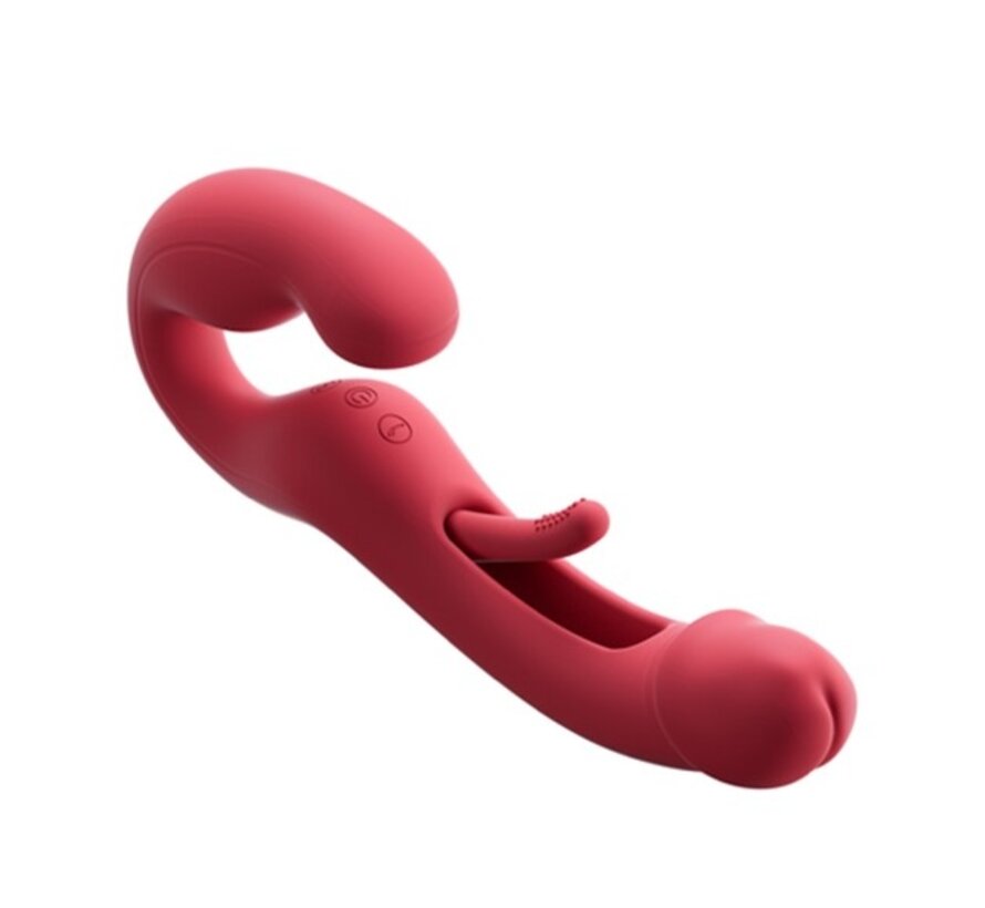 HoneyPlayBox - Harmony Duo App-Controlled Strapless Strap-on Red