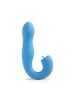 HoneyPlayBox - JOI Thrust 2 Pressure Sensing App Controlled Thrusting G-spot Vibrator & Tongue Clit Licker Blue