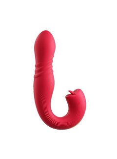 HoneyPlayBox - JOI Thrust 2 Pressure Sensing App Controlled Thrusting G-spot Vibrator & Tongue Clit Licker Red