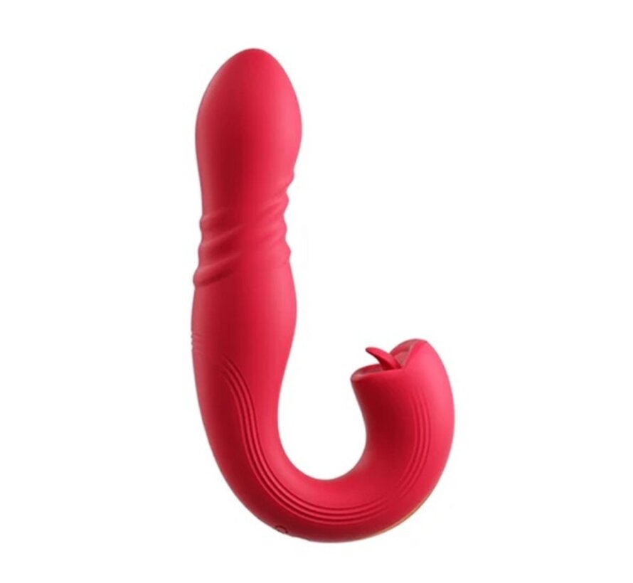 HoneyPlayBox - JOI Thrust 2 Pressure Sensing App Controlled Thrusting G-spot Vibrator & Tongue Clit Licker Red