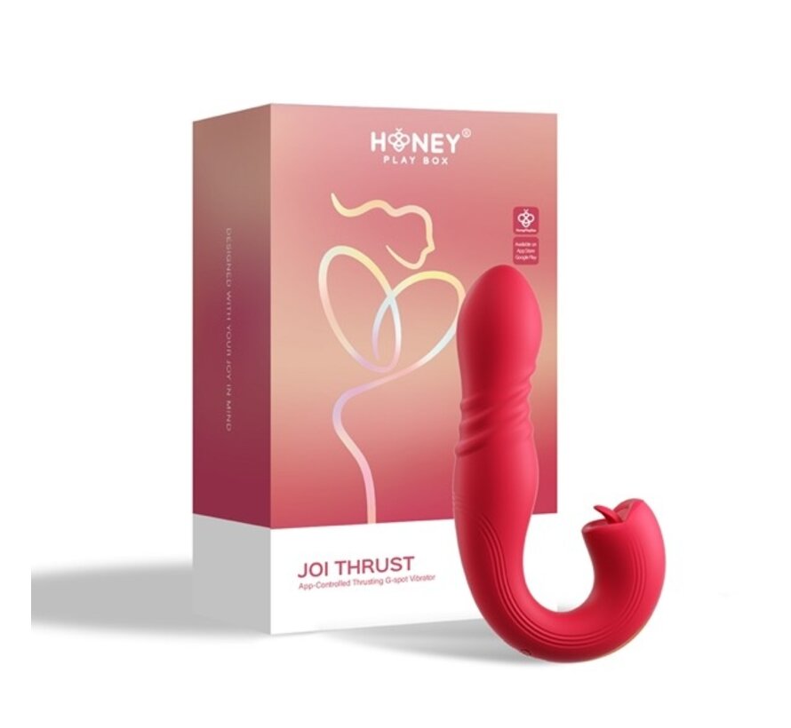 HoneyPlayBox - JOI Thrust 2 Pressure Sensing App Controlled Thrusting G-spot Vibrator & Tongue Clit Licker Red