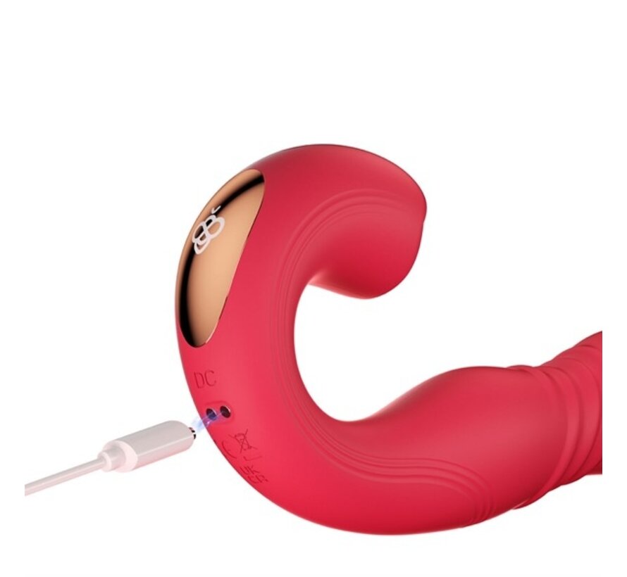 HoneyPlayBox - JOI Thrust 2 Pressure Sensing App Controlled Thrusting G-spot Vibrator & Tongue Clit Licker Red