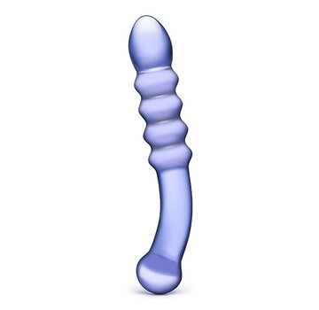Glas Glas - Purple Rain Ribbed Glazen Dildo