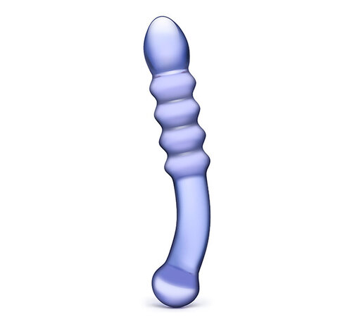 Glas Glas - Purple Rain Ribbed Glazen Dildo
