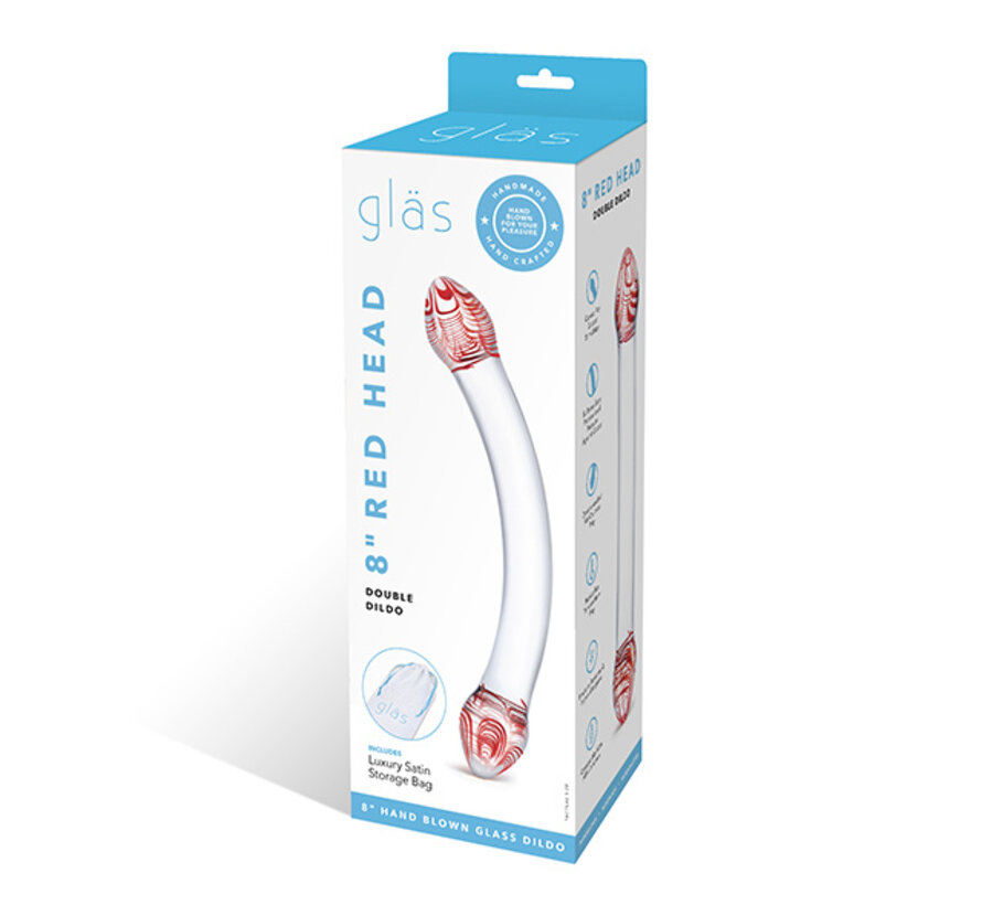 Glas - Red Head Double Glazen Dildo