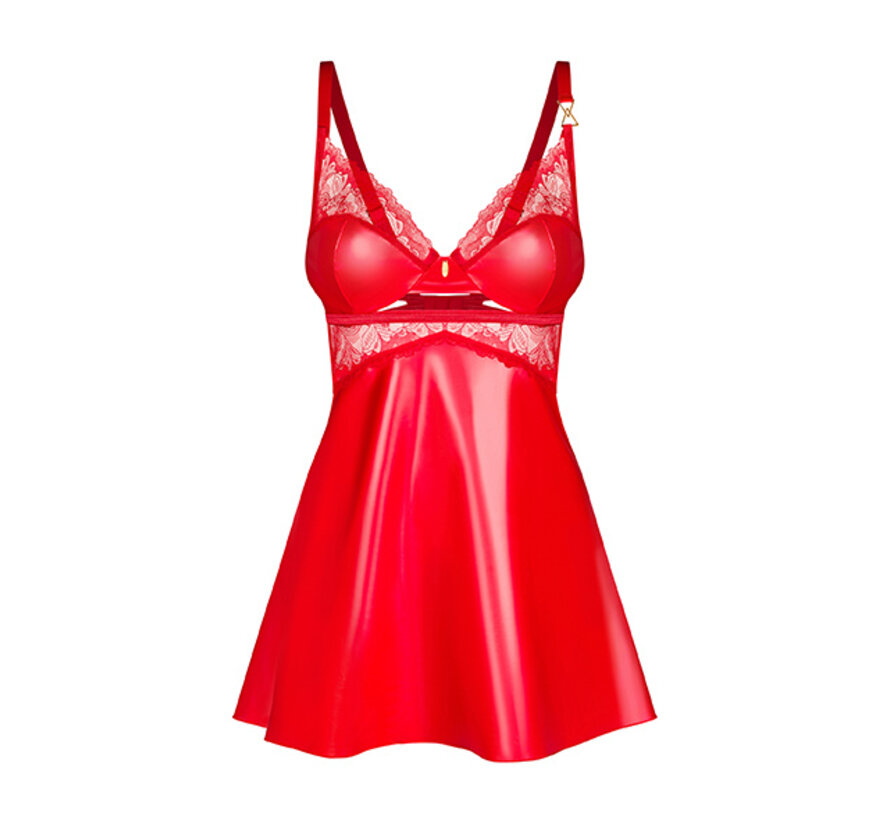 Obsessive - Aliosa Chemise & Thong Red 2XL/3XL