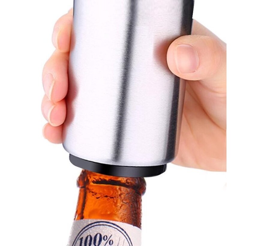 Moderne Roestvrijstalen Flesopener – Voor Bier & Frisdrank | Drukken & Duwen met Handvat
