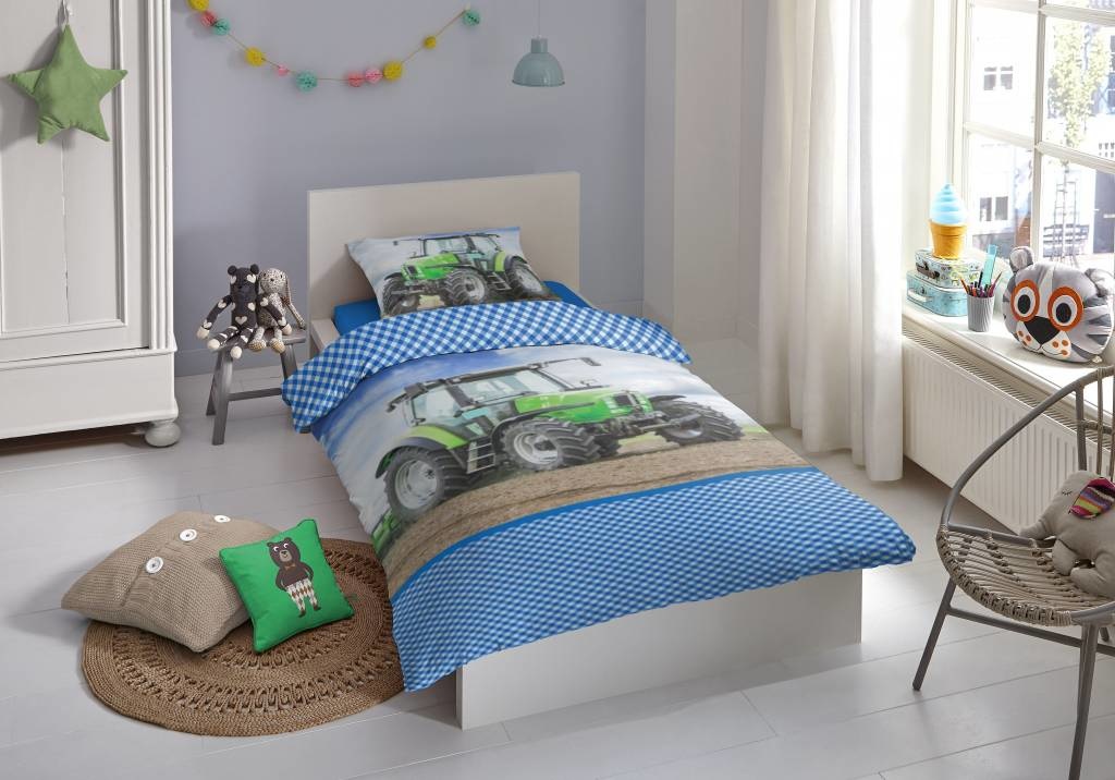 Dekbedovertrek Groene Trekker - flanel - 140x220 cm