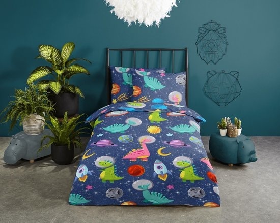 Dekbedovertrek Dino space 140x220 cm