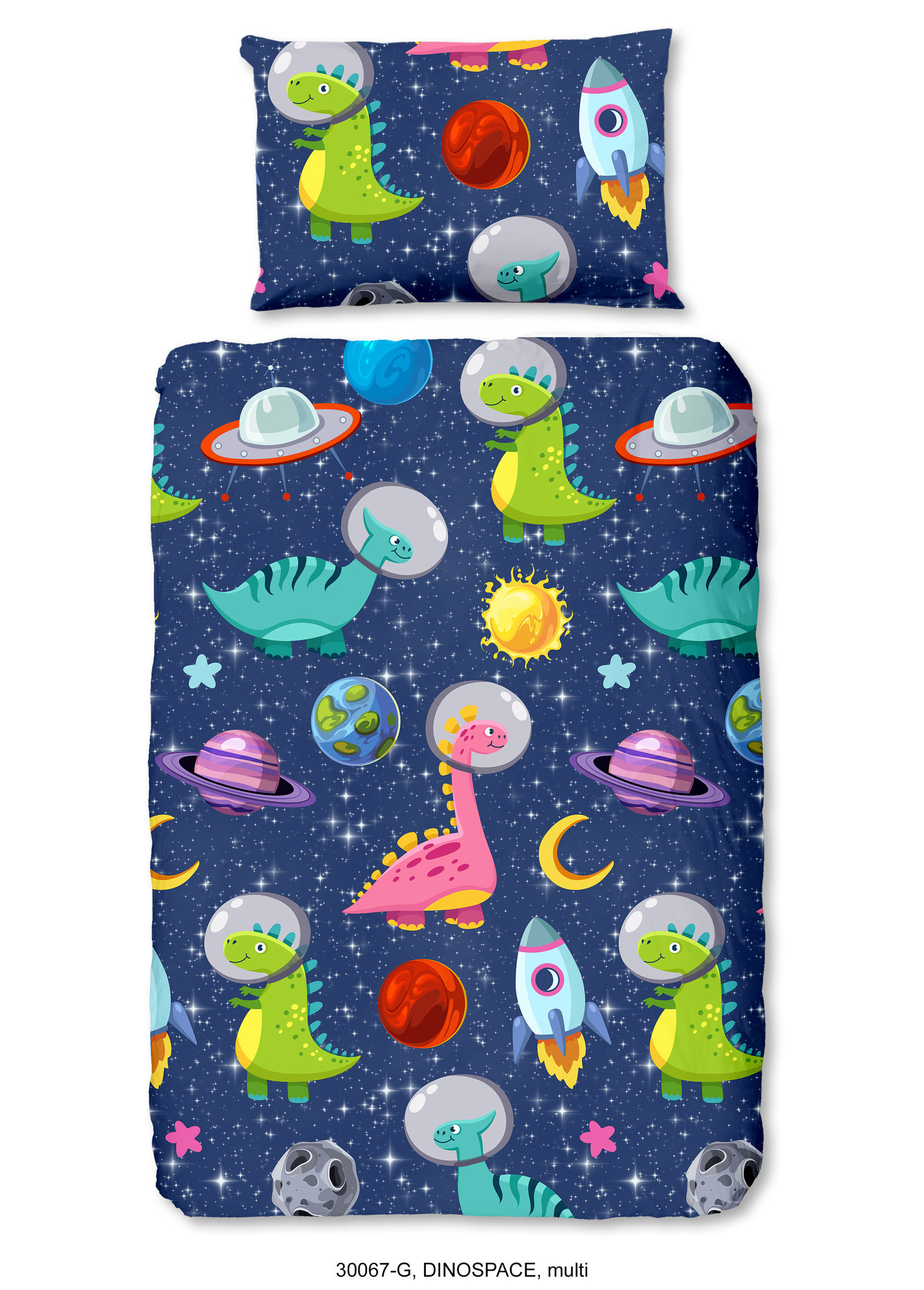 Dekbedovertrek Dino space 140x220 cm
