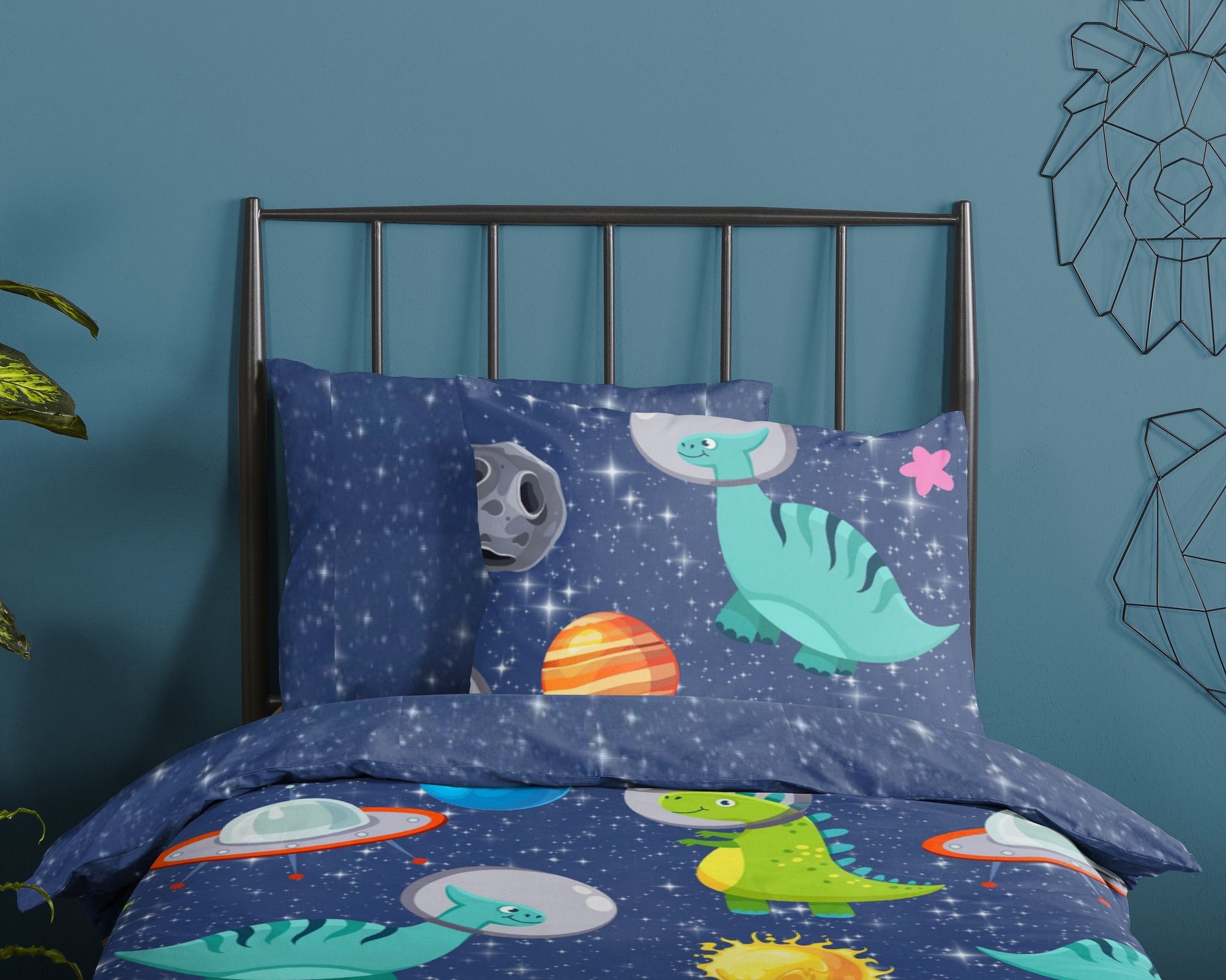 Dekbedovertrek Dino space 140x220 cm