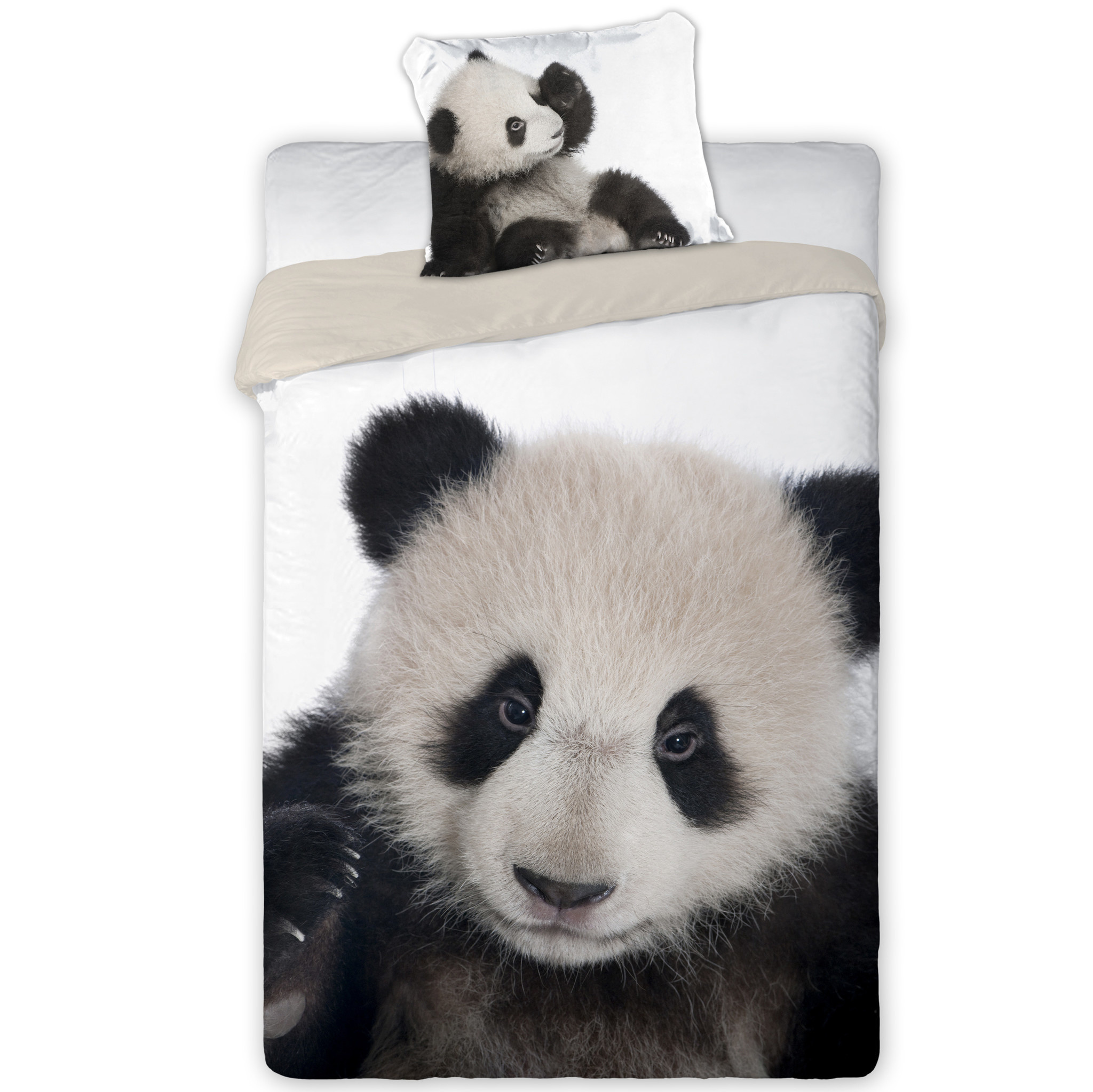 Dekbedovertrek Panda wit - 140x200 cm - katoen