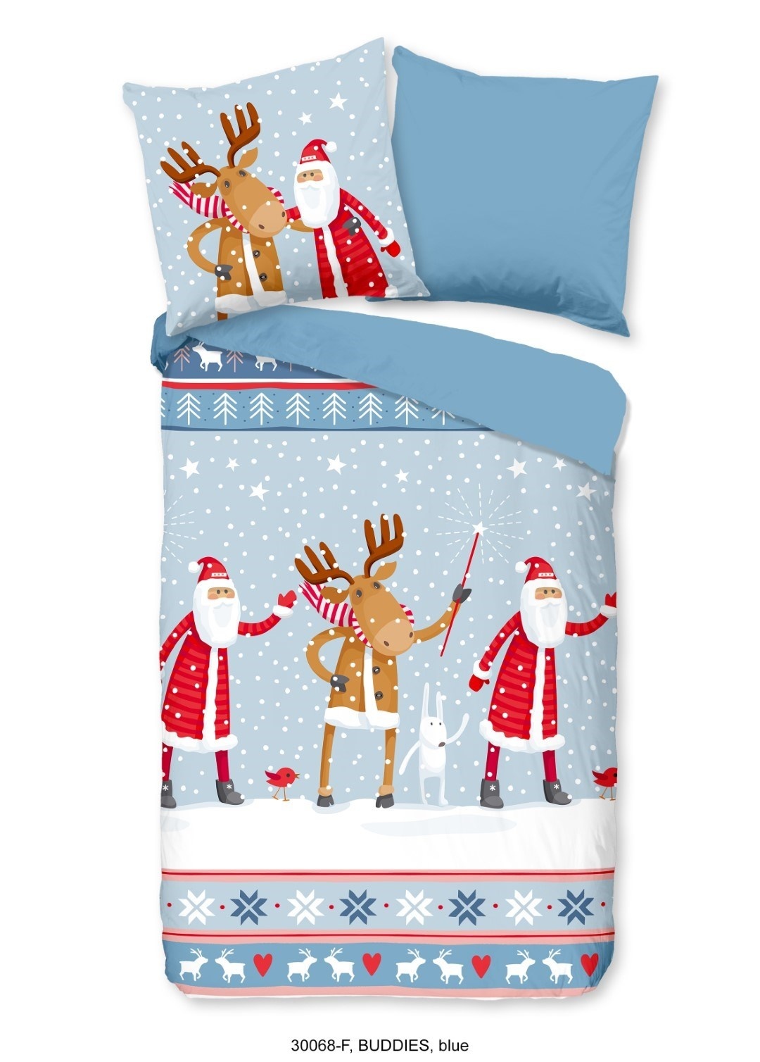 Dekbedovertrek kerstman & rendier flanel 1-persoons