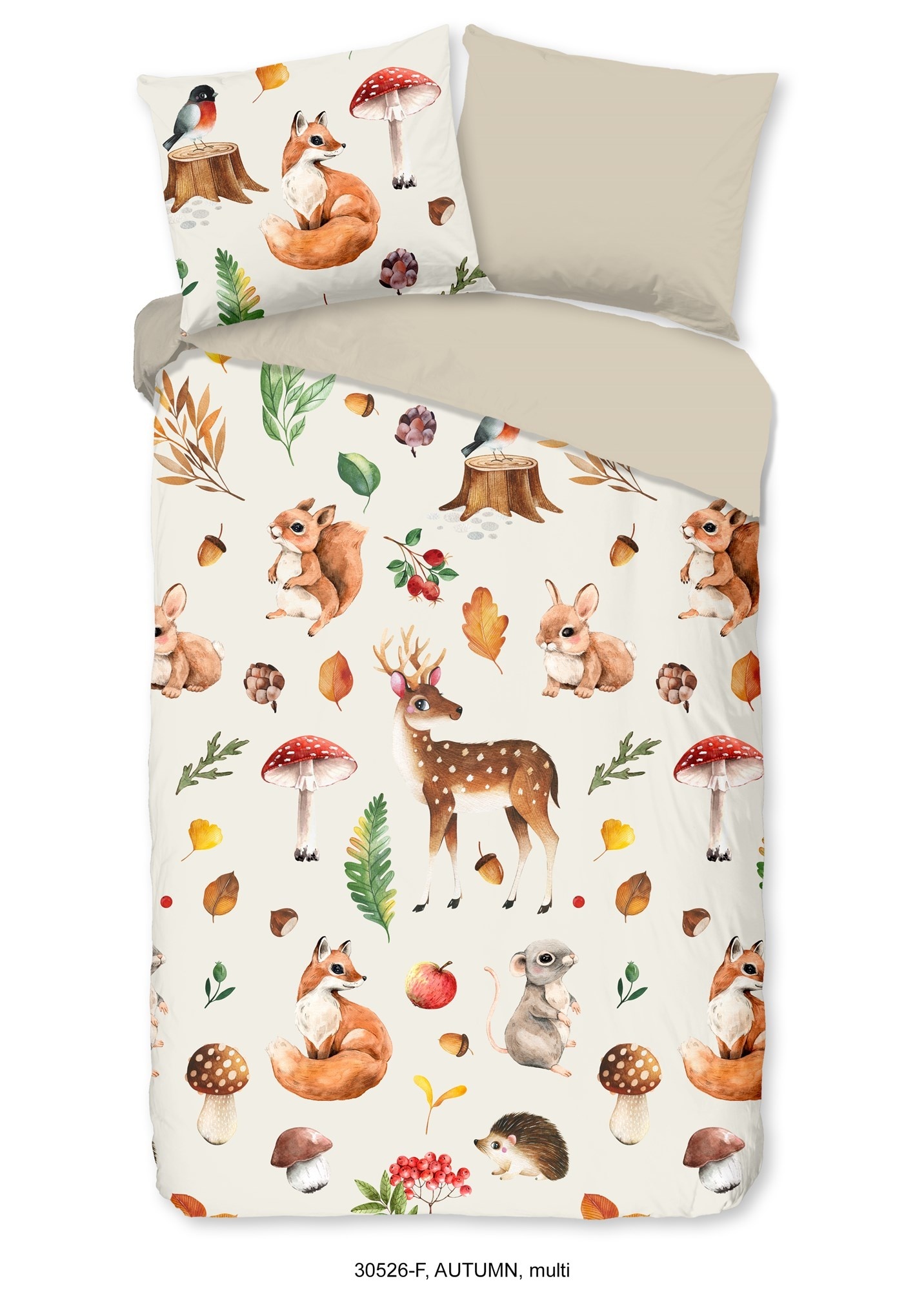 Dekbedovertrek bos dieren - flanel - 140x220 + 60x70 cm