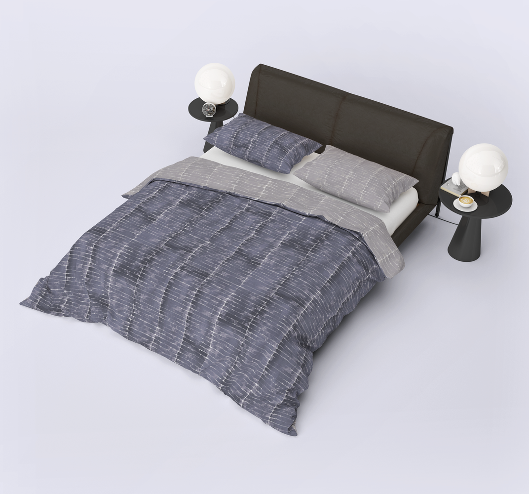 Dekbedovertrek Karl Blue Grey - blended katoen