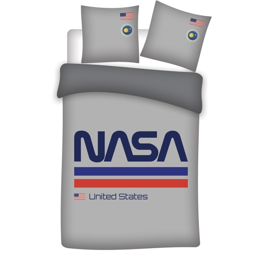 Dekbedovertrek grijs Nasa United States - microvezel - 140x200 cm