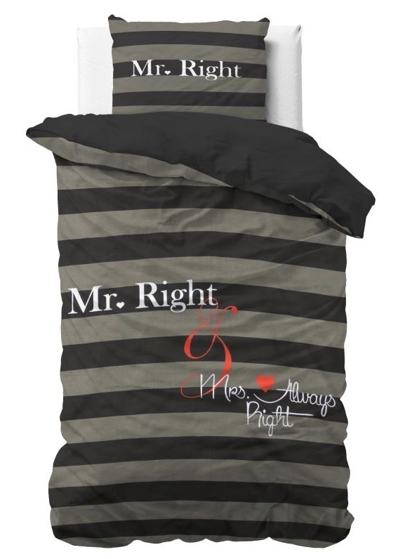 Dreamhouse dekbedovertrek Mr and Mrs Right antraciet