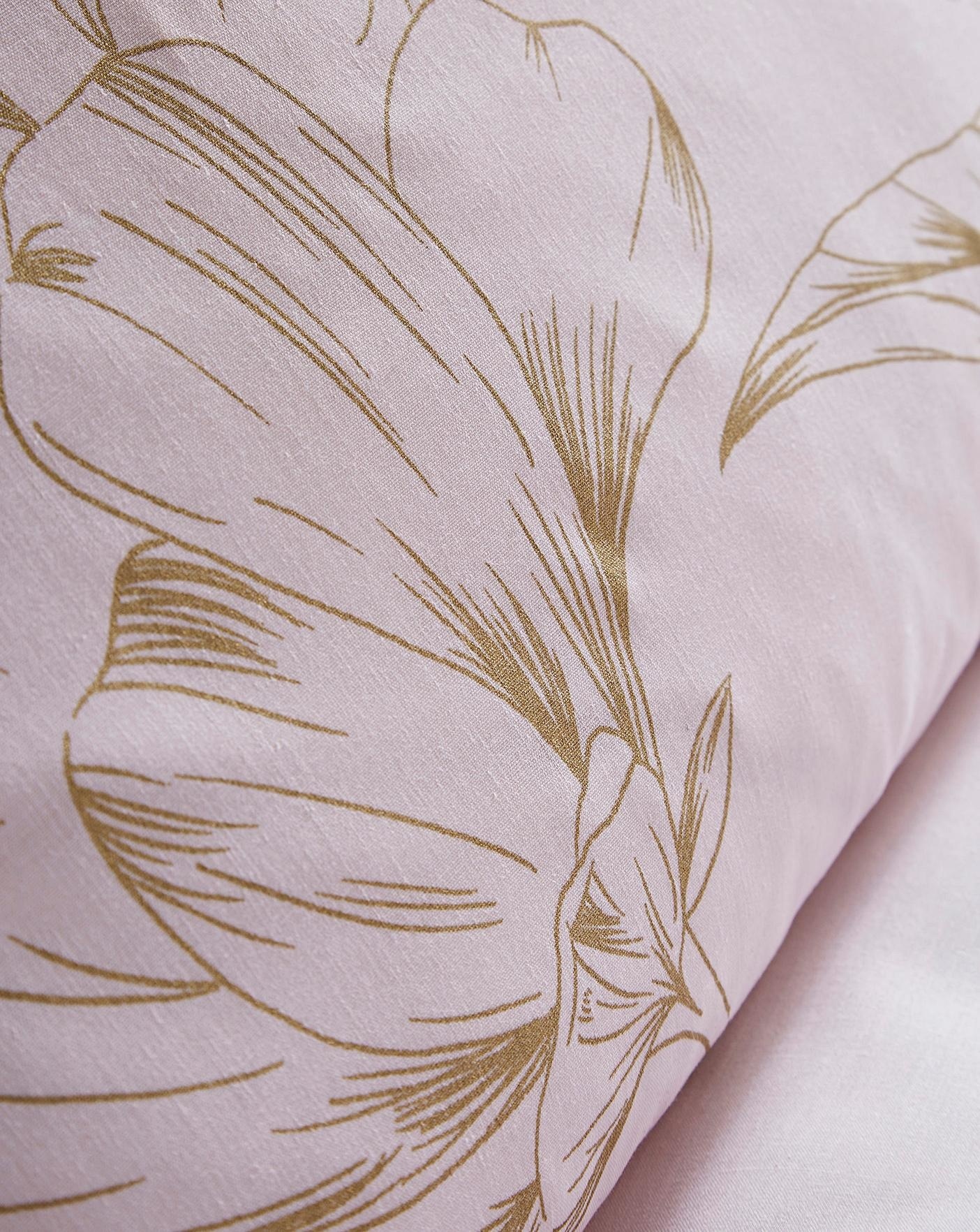 Sleepdown dekbedovertrek Metallic flower blush - blended katoen - 135x200 +50x75 cm