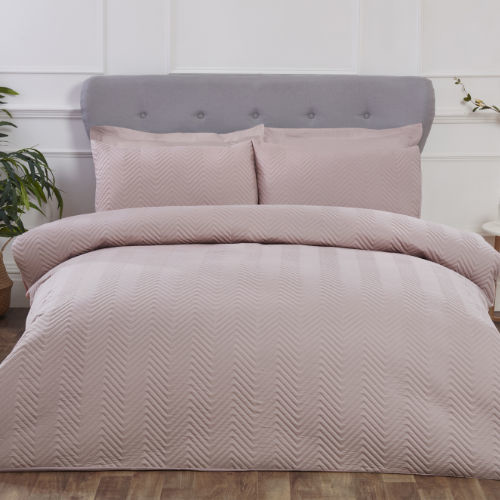 Sleepdown dekbedovertrek Pinsonic chevron roze - 135x200 + 50x75 cm