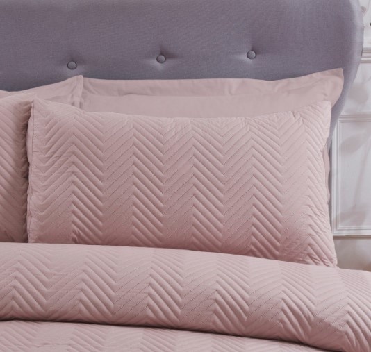 Sleepdown dekbedovertrek Pinsonic chevron roze - 135x200 + 50x75 cm