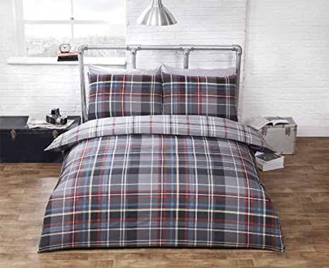 Finest Homeware dekbedovertrek Hamilton Check grijs