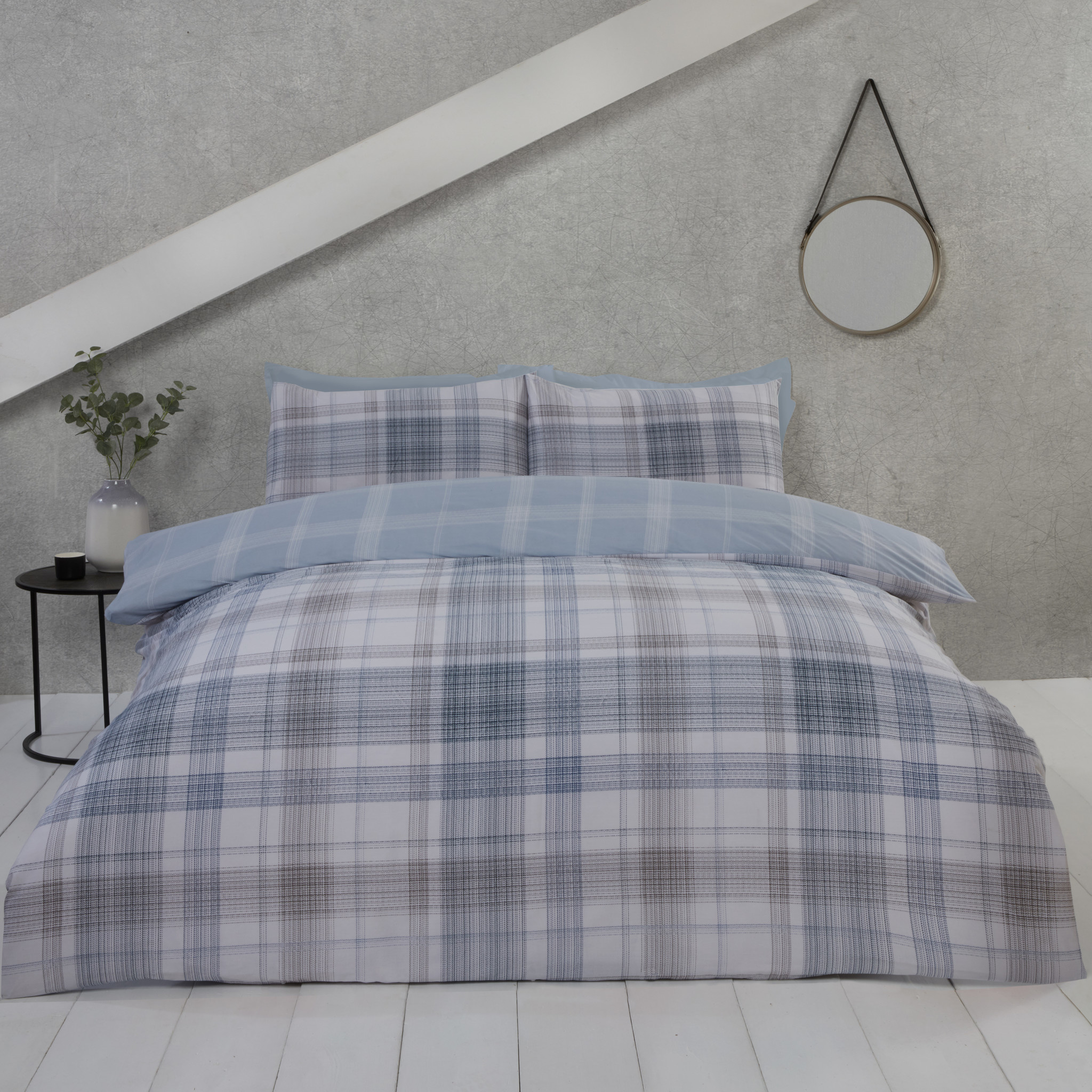Finest Homeware dekbedovertrek Check blauw - blended katoen