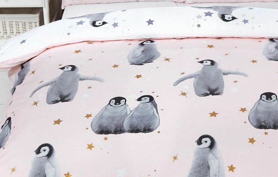 Dekbedovertrek Starry pinguïns roze - blended katoen