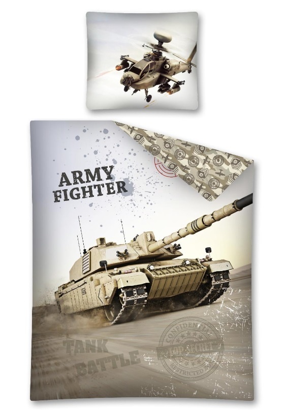 Dekbedovertrek Leger tank army fighter - 140x200 + 70x80 cm - katoen