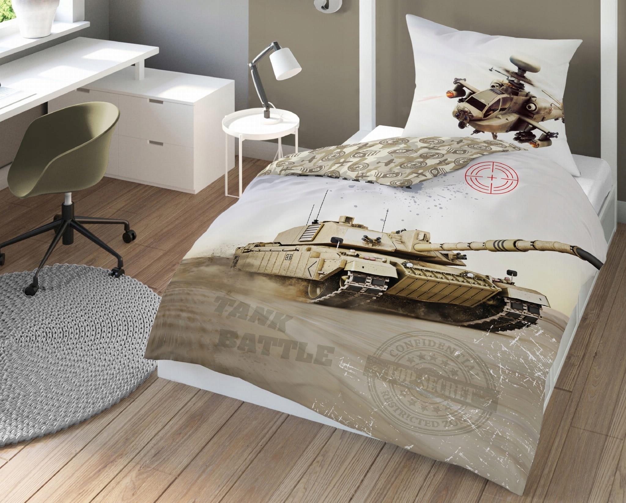 Dekbedovertrek Leger tank army fighter - 140x200 + 70x80 cm - katoen