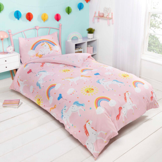 Studio Kids peuter dekbedovertrek Unicorn glow in the dark - blended katoen -120x150 + 40x60 cm