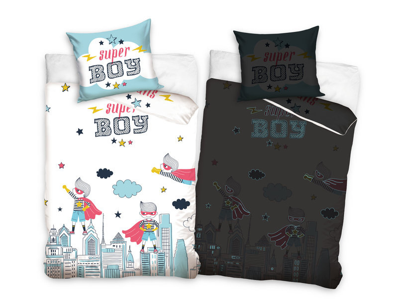 Super Boy dekbedovertrek Skyline Glow in the Dark 140x200 + 70x90 cm