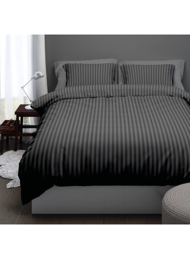 Dekbedovertrek Hotelstreep Antraciet 200x220 cm