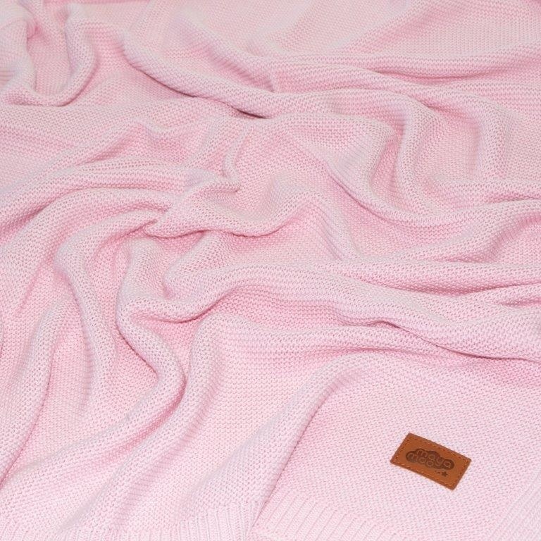 Bamboe-katoenen wiegdeken roze gebreid