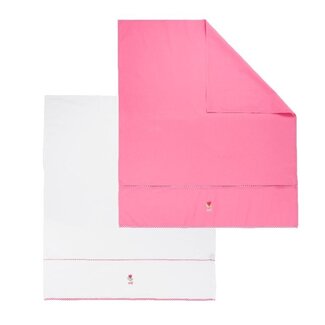 Kinderlaken - Wiegje - 80x100 cm - Roze/Wit