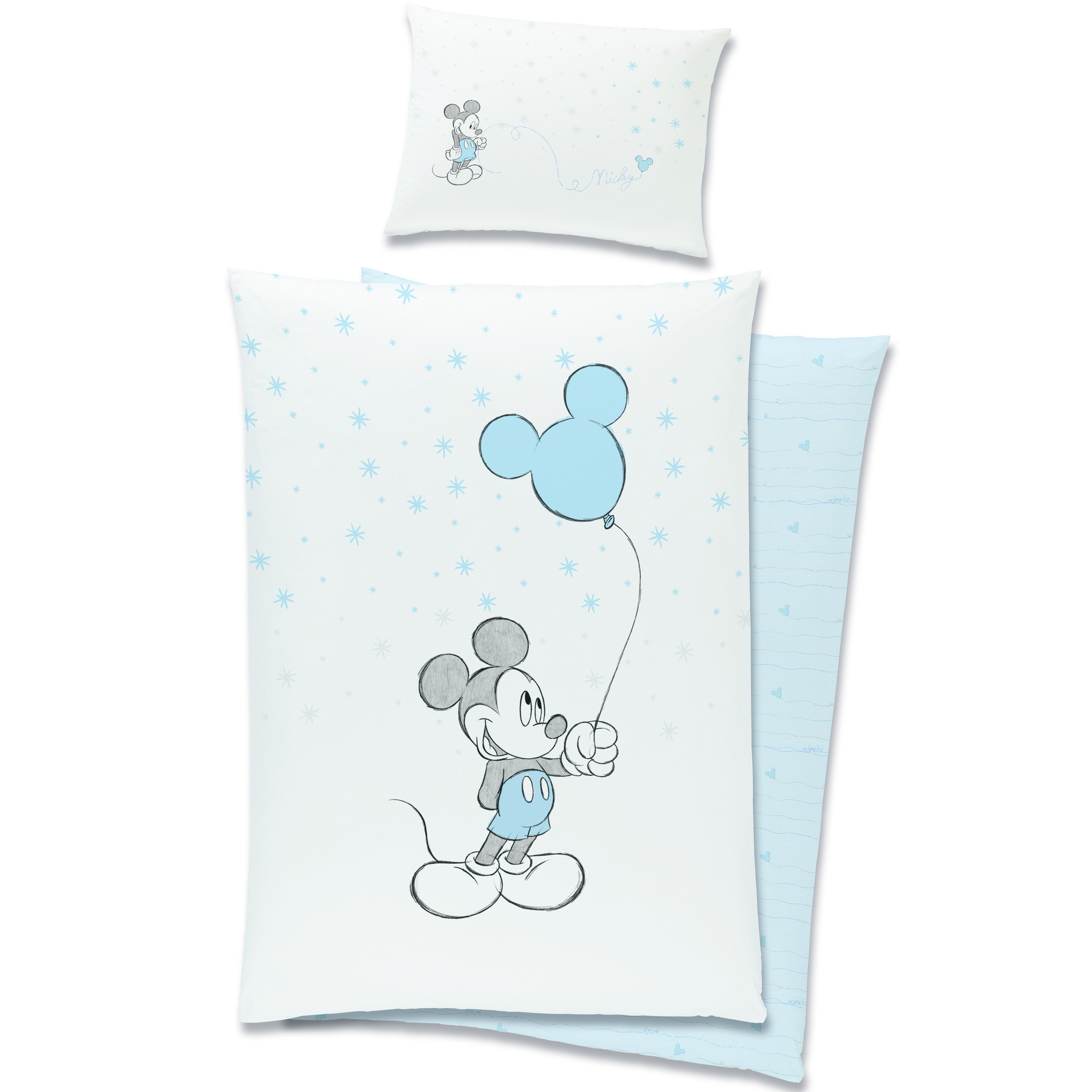 Dekbedovertrek Mickey Mouse ballon blauw 100x135 cm