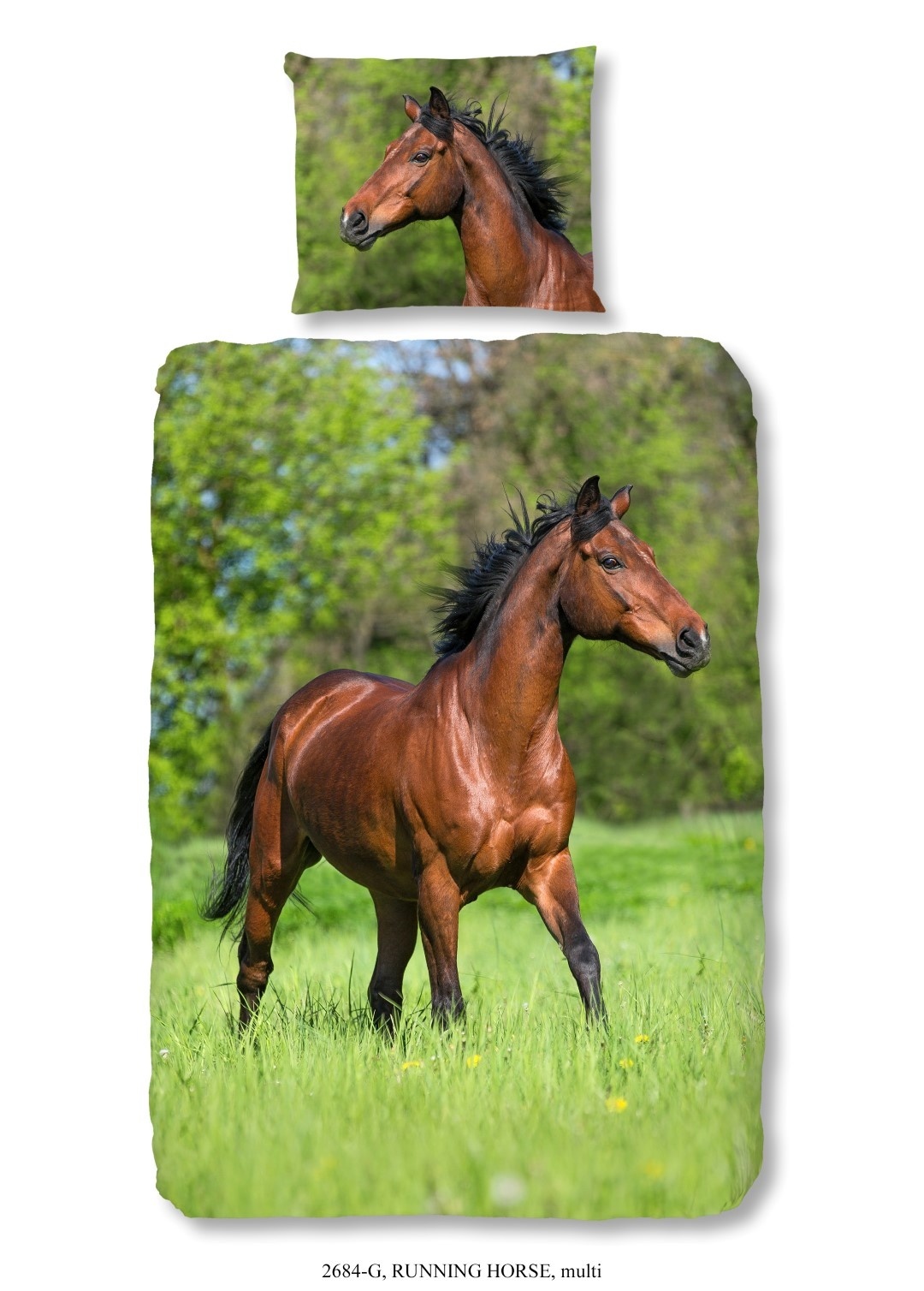 Dekbedovertrek bruin paard - 140x220 + 60x70 cm - katoen