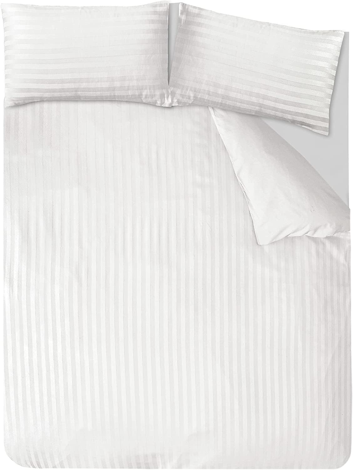 Sleepdown dekbedovertrek Satin Stripe - wit - blended katoen