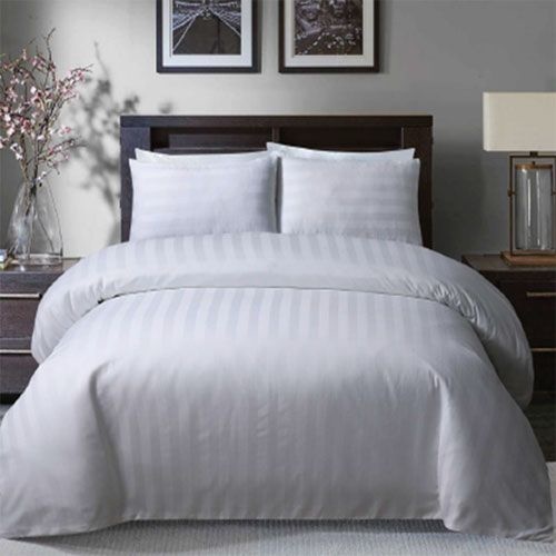 Sleepdown dekbedovertrek Satin Stripe - wit - blended katoen