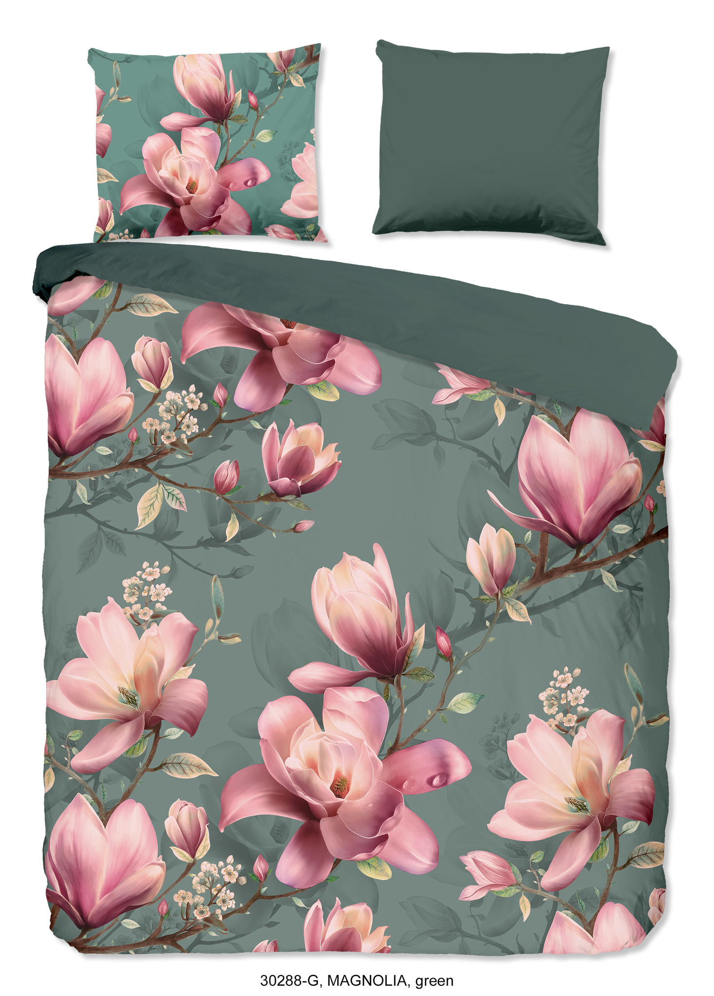 Dekbedovertrek Magnolia groen - katoen