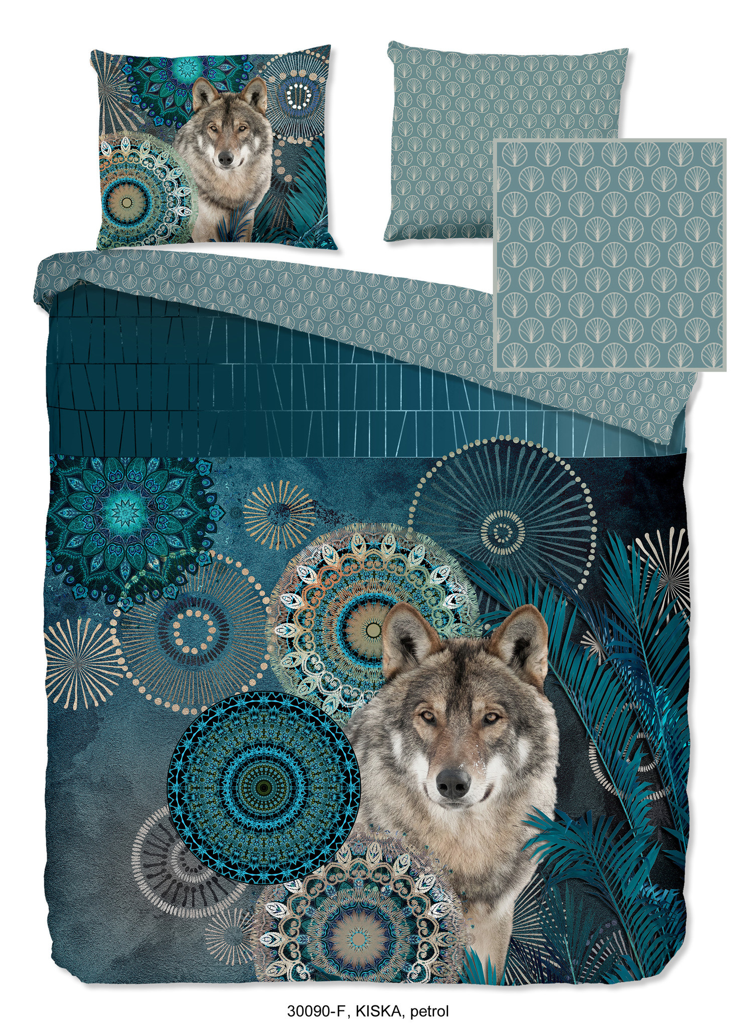 Flanel dekbedovertrek Kiska Wolf