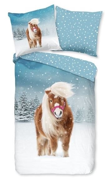 Good morning flanel dekbedovertrek sweet pony - 140x220 + 60x70 cm