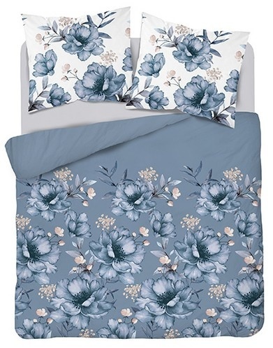 Dekbedovertrek bloemen blauw - 140x200 cm