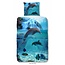 Kinderdekbedovertrek – Dolfijnen, Tropische Vissen & Waterval – 140x220 cm – 100% Katoen – Inclusief Kussensloop 60x70 cm – Dubbele Instopstrook