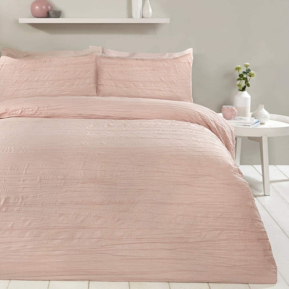 Sleepdown dekbedovertrek crinkle blush - microvezel