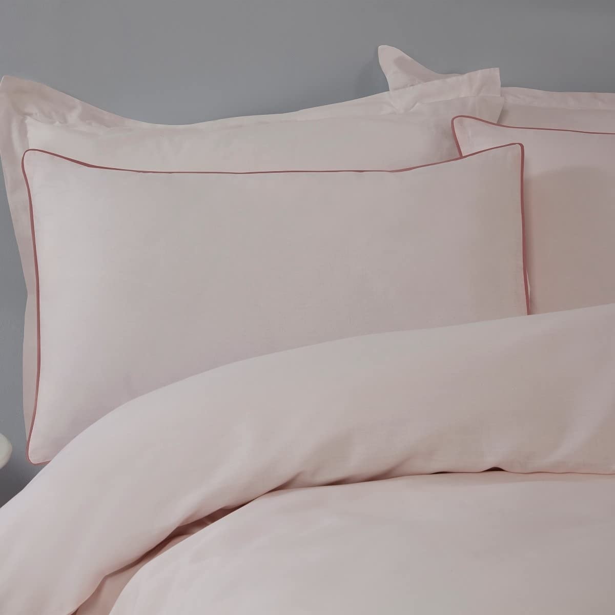 Dekbedovertrek Contrast piping blush roze - blended katoen
